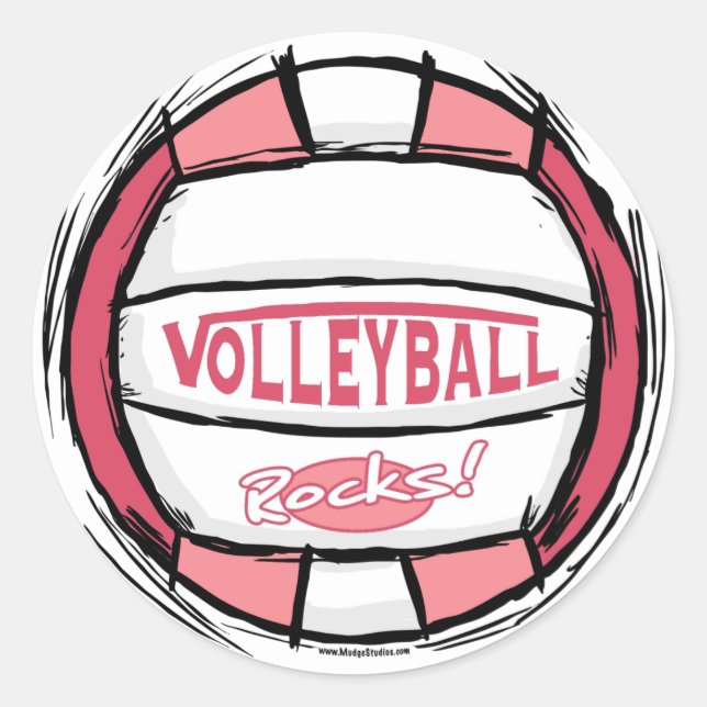Can U Dig It Volleyball Pink Classic Round Sticker (Front)