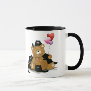 Can We Keep him? Valentine Bear & Cats by Bihrle Mug