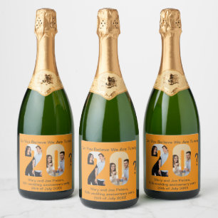 Can You Believe Turning 20? Photo Sparkling Wine Label
