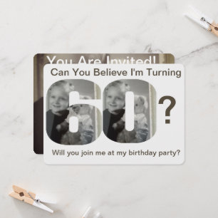 Can You Believe Turning 60? Child Photo Invitation