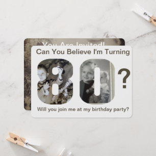 Can You Believe Turning 80? Child Photo Collage Invitation