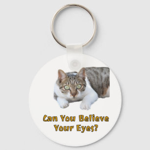 Can You Believe Your Eyes Cute Cat Art Keychain