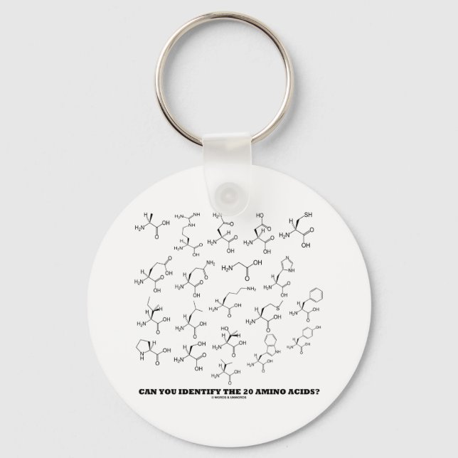 Can You Identify The 20 Amino Acids? (Chemistry) Keychain (Front)