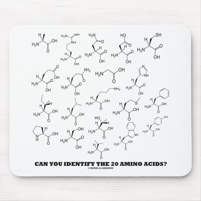 Can You Identify The 20 Amino Acids? (Chemistry) Mouse Pad (Front)