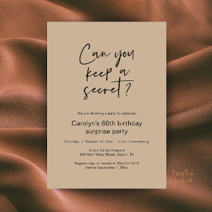 Can You Keep A Secret Surprise Birthday Party Invitation