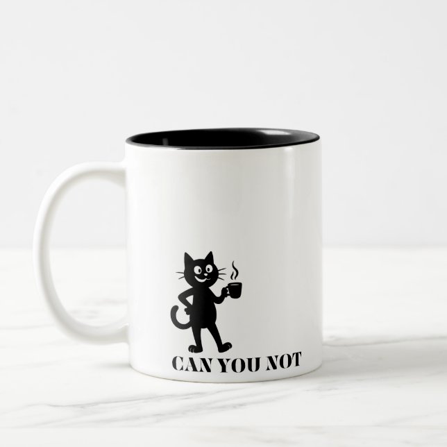 Can You Not Funny Cat Two-Tone Coffee Mug (Left)