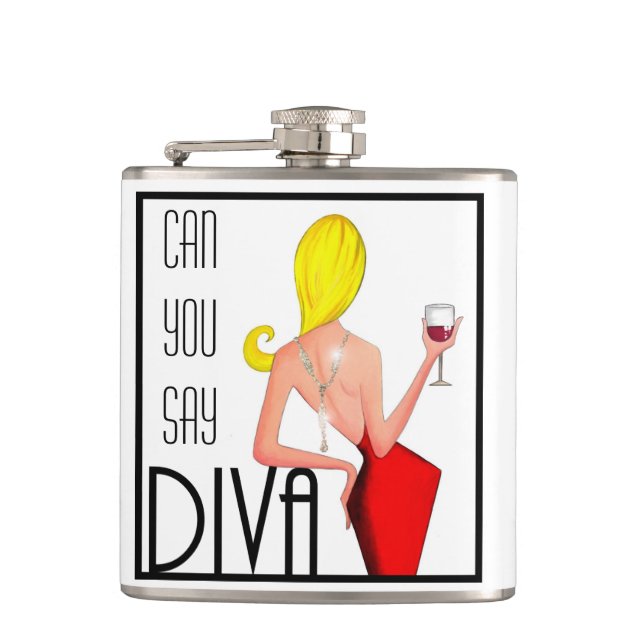 Can You Say DIVA? Hip Flask (Front)