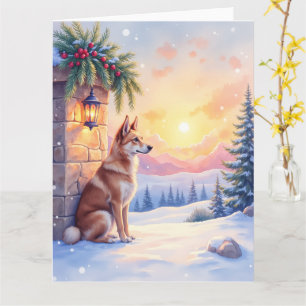 Canaan Dog Desert Stone Winter Christmas Art Card