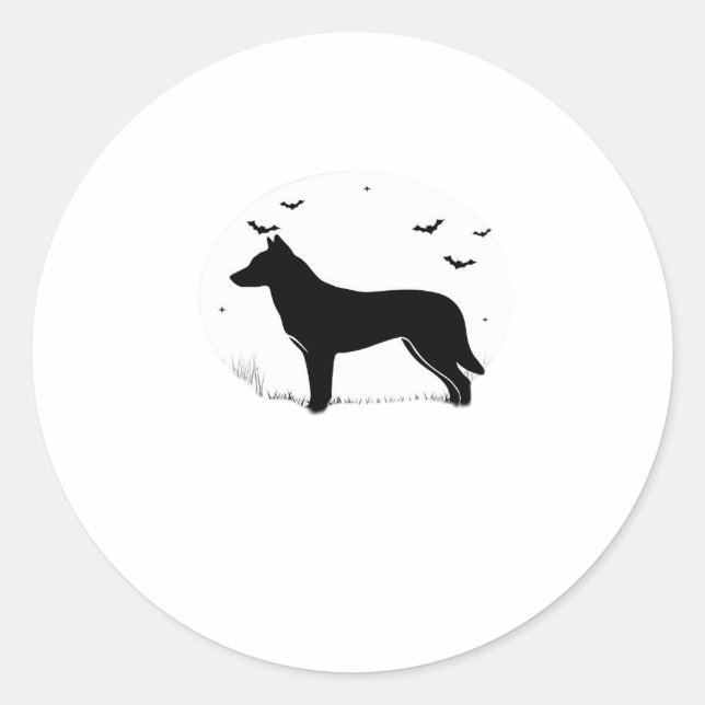 Canaan Dog � Halloween Moon Silhouette Classic T-S Classic Round Sticker (Front)