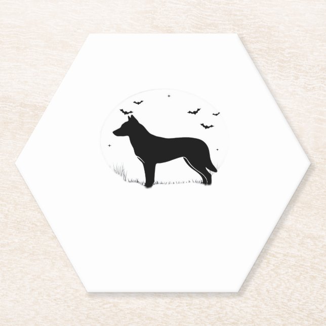 Canaan Dog � Halloween Moon Silhouette Classic T-S Paper Coaster (Front)