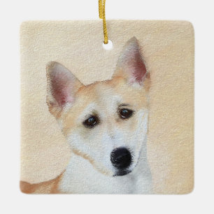 Canaan Dog Painting - Cute Original Dog Art Ceramic Ornament