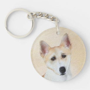 Canaan Dog Painting - Cute Original Dog Art Keychain