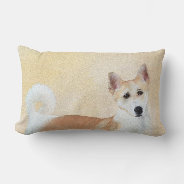 Canaan Dog Painting - Cute Original Dog Art Lumbar Pillow (Front)