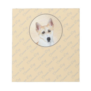 Canaan Dog Painting - Cute Original Dog Art Notepad