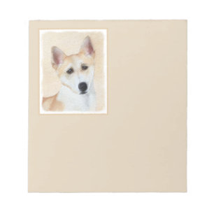 Canaan Dog Painting - Cute Original Dog Art Notepad