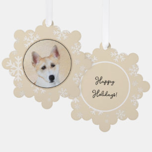 Canaan Dog Painting - Cute Original Dog Art Ornament Card