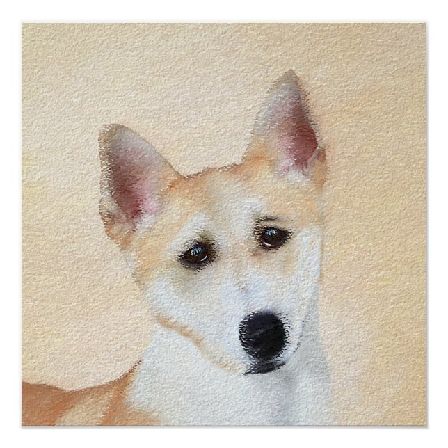 Canaan Dog Painting - Cute Original Dog Art Poster (Front)