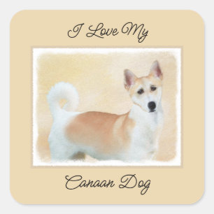 Canaan Dog Painting - Cute Original Dog Art Square Sticker