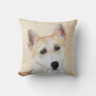 Canaan Dog Painting - Cute Original Dog Art Throw Pillow
