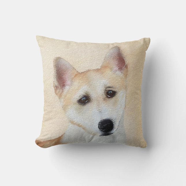 Canaan Dog Painting - Cute Original Dog Art Throw Pillow (Front)