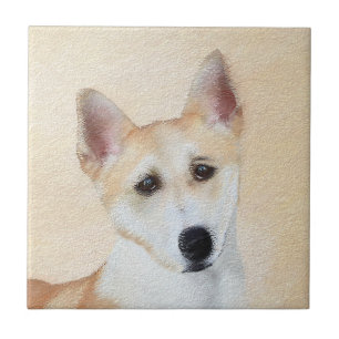 Canaan Dog Painting - Cute Original Dog Art Tile