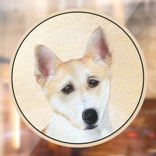 Canaan Dog Painting - Cute Original Dog Art Window Cling