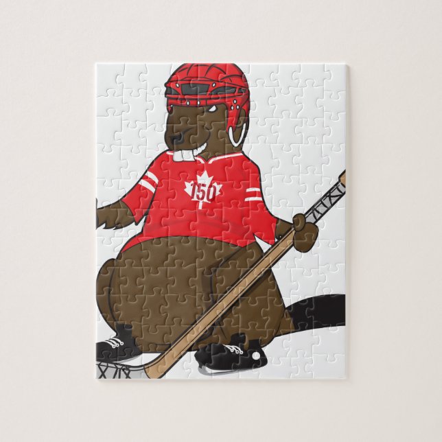 Canada 150 in 2017 Beaver Hockey Jigsaw Puzzle (Vertical)
