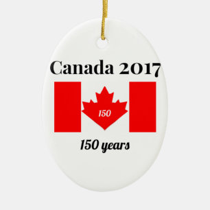 Canada 150 in 2017 Heart Flag Ceramic Ornament