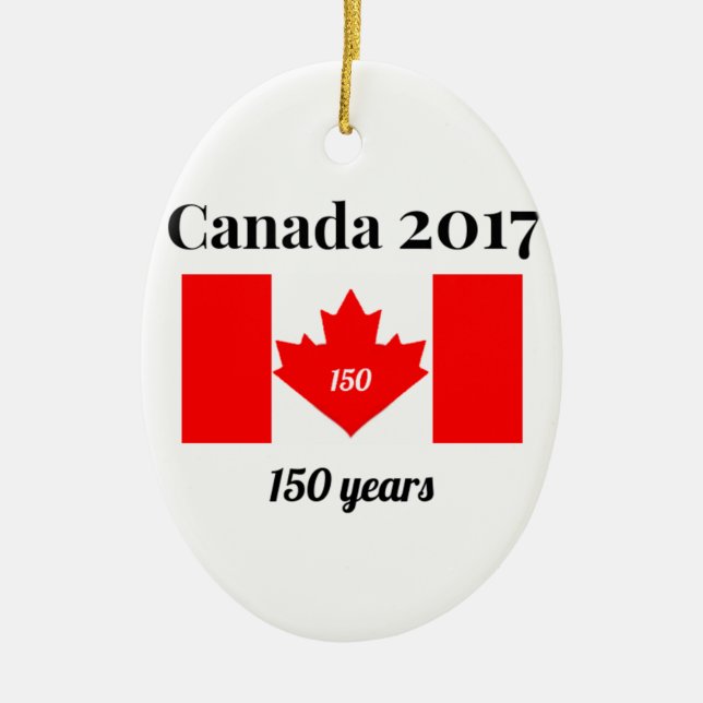 Canada 150 in 2017 Heart Flag Ceramic Ornament (Front)