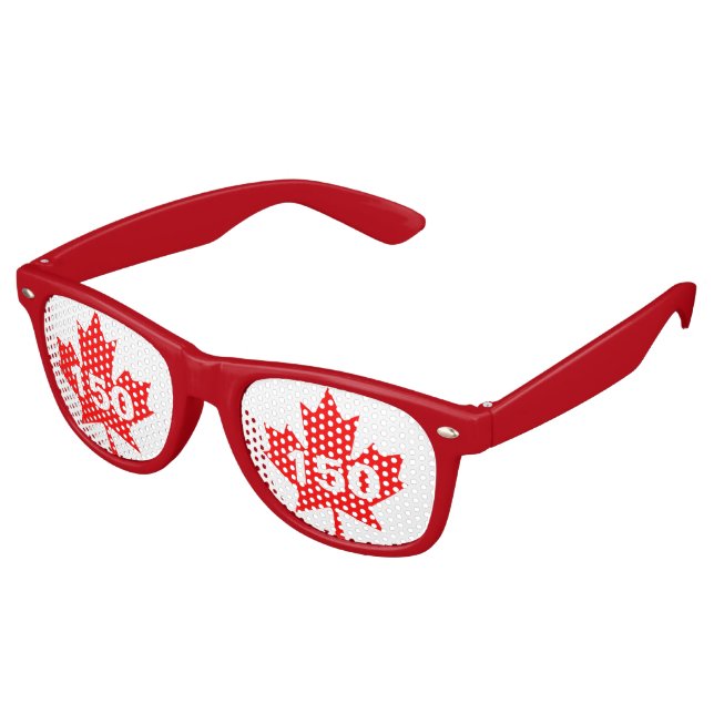 Canada 150 Maple Leaf customizable Retro Sunglasses (Angled)
