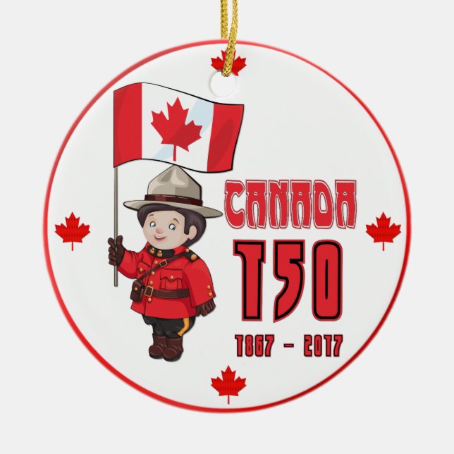 Canada 150 Years Anniversary Ceramic Ornament (Front)