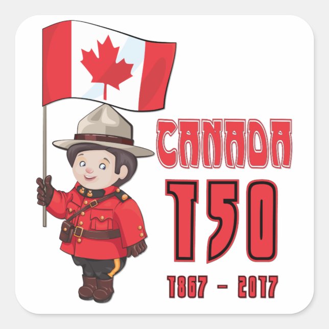 Canada 150 Years Anniversary Square Sticker (Front)