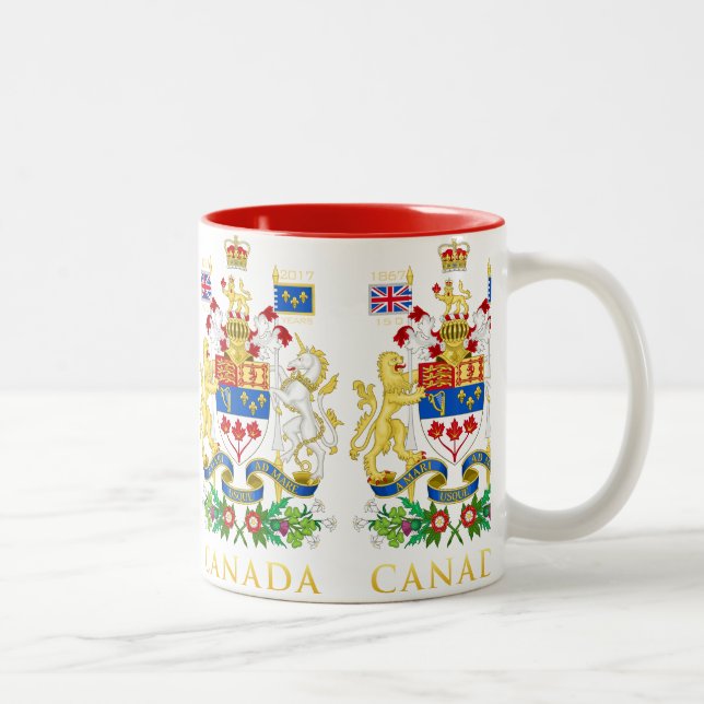 Canada 150th Anniversary Birthday Celebration Two-Tone Coffee Mug (Right)