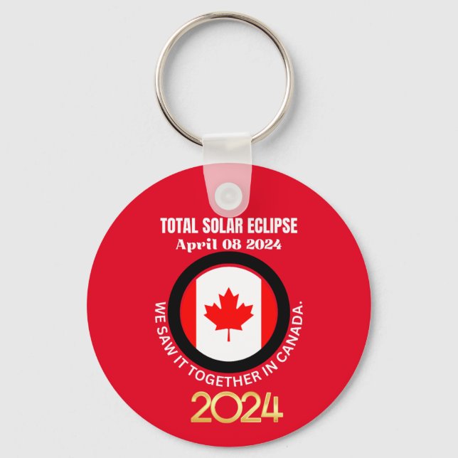 Canada 2024 TOTAL SOLAR ECLIPSE 04.08.2024  Keychain (Front)