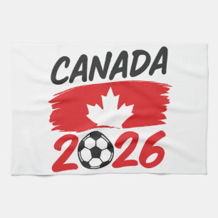 Canada 2026 Soccer Fan Design with Maple Leaf Kitchen Towel