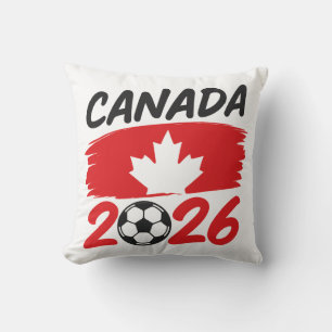 Canada 2026 Soccer Fan Design with Maple Leaf Throw Pillow