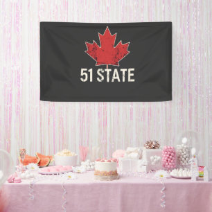 Canada 51st State Trump American and Canadian Flag Banner