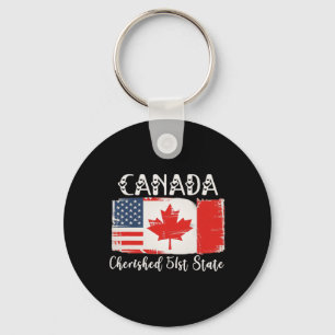 Canada 51st State Trump Canada U.s State Funny 1 Keychain