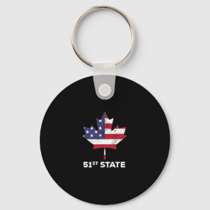 Canada 51st State United States Funny President Qu Keychain