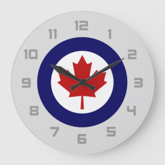 Canada Airplane Military Maple Leaf Emblem Large Clock