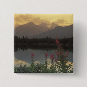 Canada, Alberta, Banff. Sunrise scenic of 2 Inch Square Button