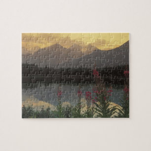 Canada, Alberta, Banff. Sunrise scenic of Jigsaw Puzzle