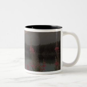 Canada, Alberta, Banff. Sunrise scenic of Two-Tone Coffee Mug