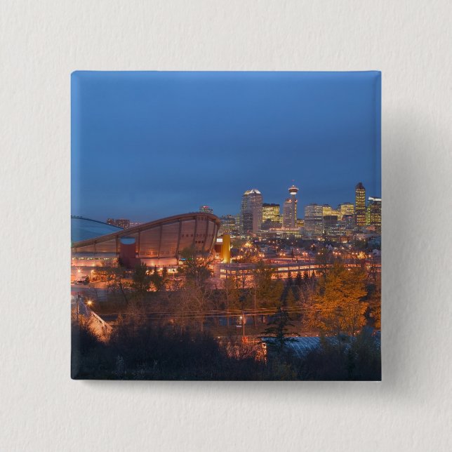 Canada, Alberta, Calgary: City Skyline from 4 2 Inch Square Button (Front)