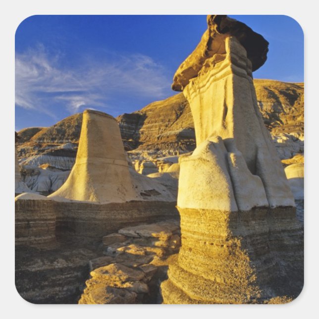 Canada, Alberta, Drumheller. Hoodoos. Square Sticker (Front)
