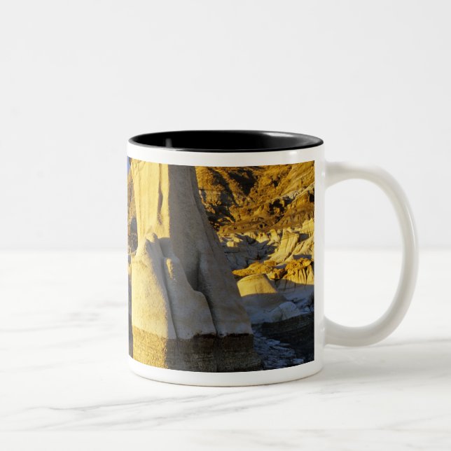 Canada, Alberta, Drumheller. Hoodoos. Two-Tone Coffee Mug (Right)