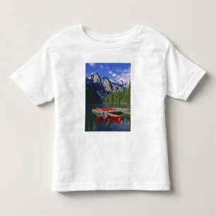 Canada, Alberta, Moraine Lake. Red canoes await Toddler T-shirt