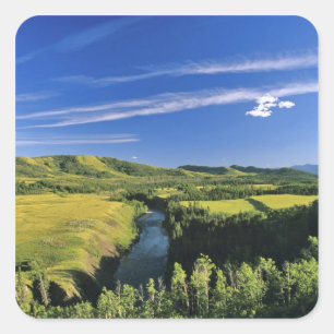 Canada, Alberta, The Highwood River Along the Square Sticker