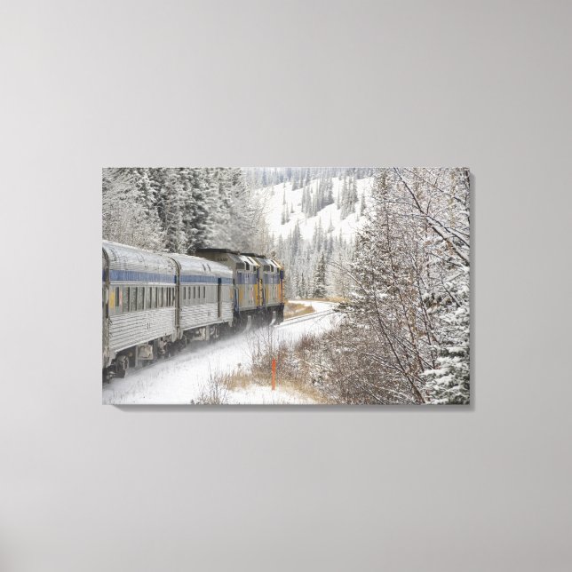 Canada, Alberta. VIA Rail Snow Train between Canvas Print (Front)