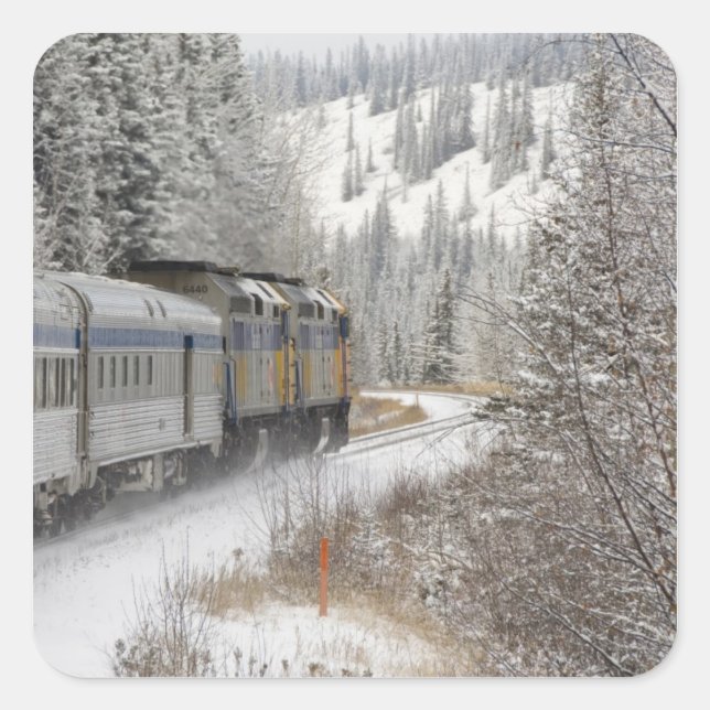 Canada, Alberta. VIA Rail Snow Train between Square Sticker (Front)